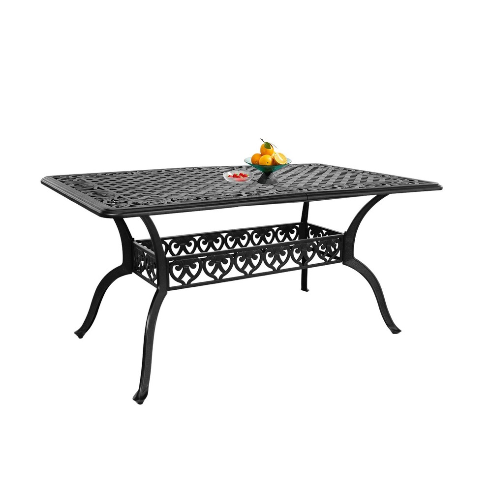 7 Pieces Patio Dining Set Cast Aluminum Rectangular 60"Patio Table and 6 Chairs