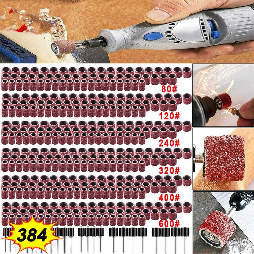 Tool 384PCS Sanding Drum Kit Nail Drill Bits Polished Dremel Accessories Rotary