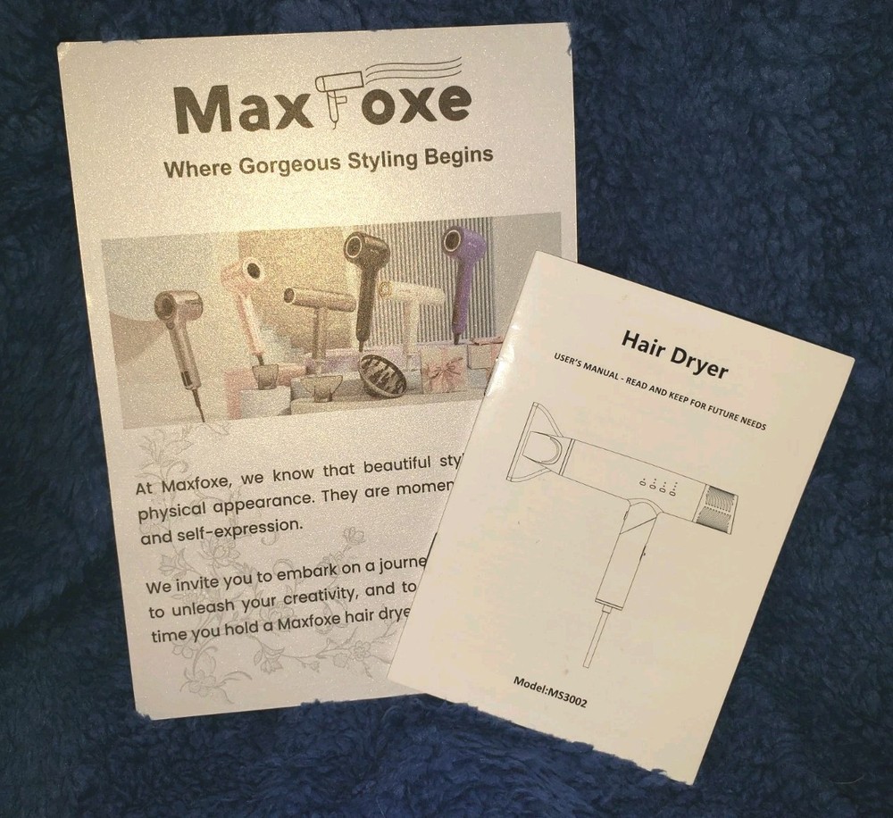 Maxfoxe Professional Foldable Hair Dryer High-Speed Lightweight Grey 1400W Ionic