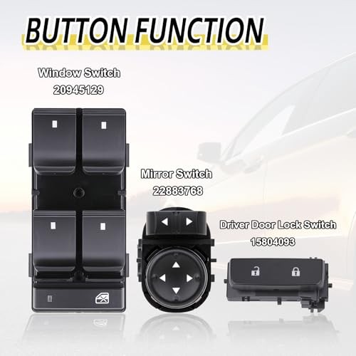 Power Window Control Switch Button & Door Lock & Mirror Switch Front Driver