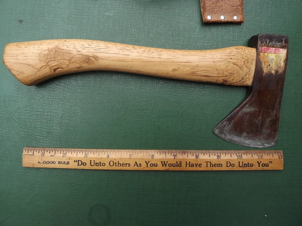 Vintage Small NORLUND Hatchet Axe & Leather Sheath