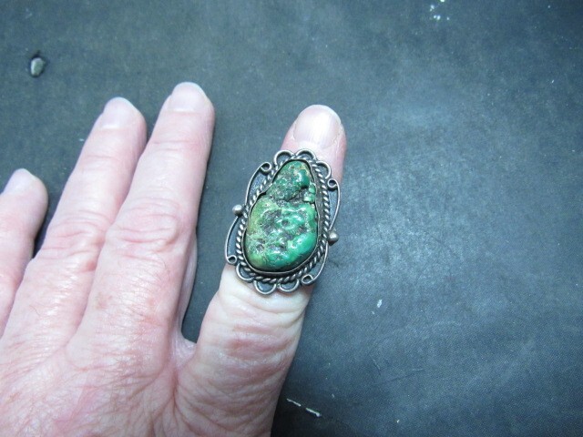 native American green turquoise ring