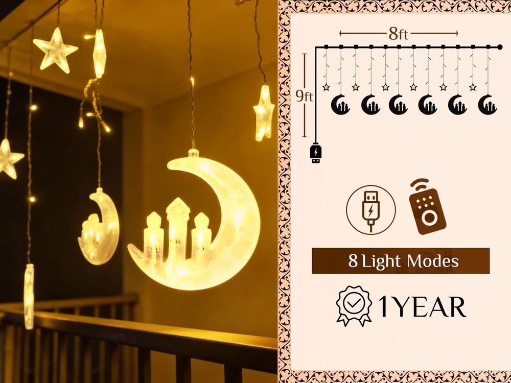 OLEEK Ramadan Lights Decorations - for Home Warm White