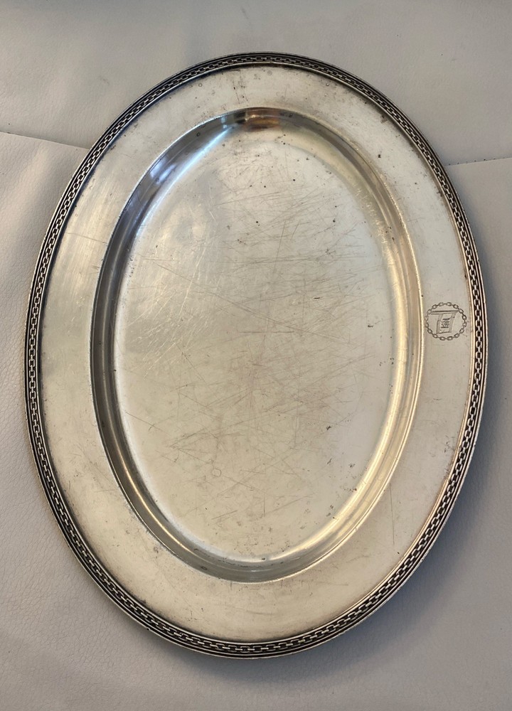 HUDSON NAVIGATION CO c1910 Ship Serving Tray Platter Silver RARE!!