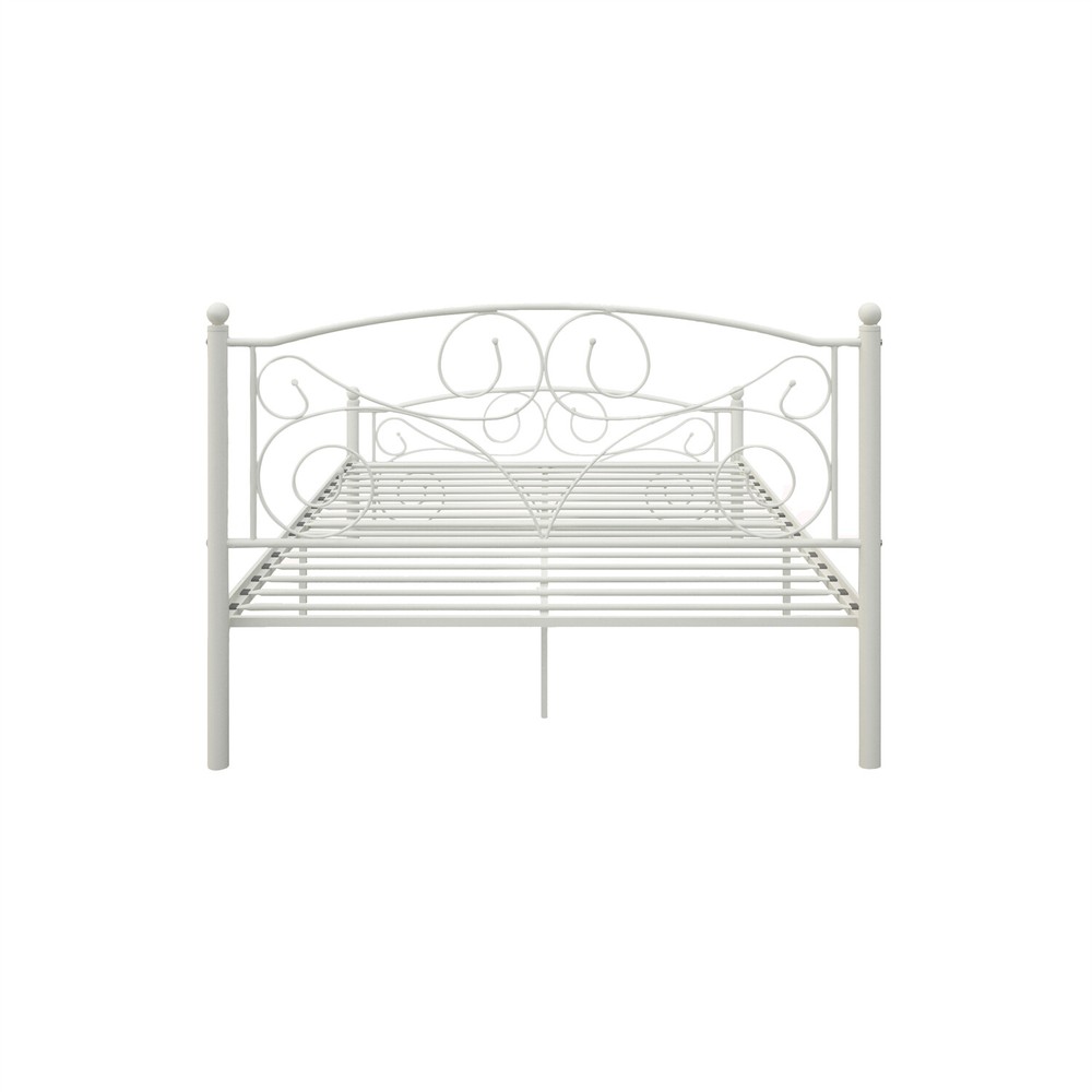 Full Size Bed Frame Metal Platform Bed Frame Sturdy Slat Support White