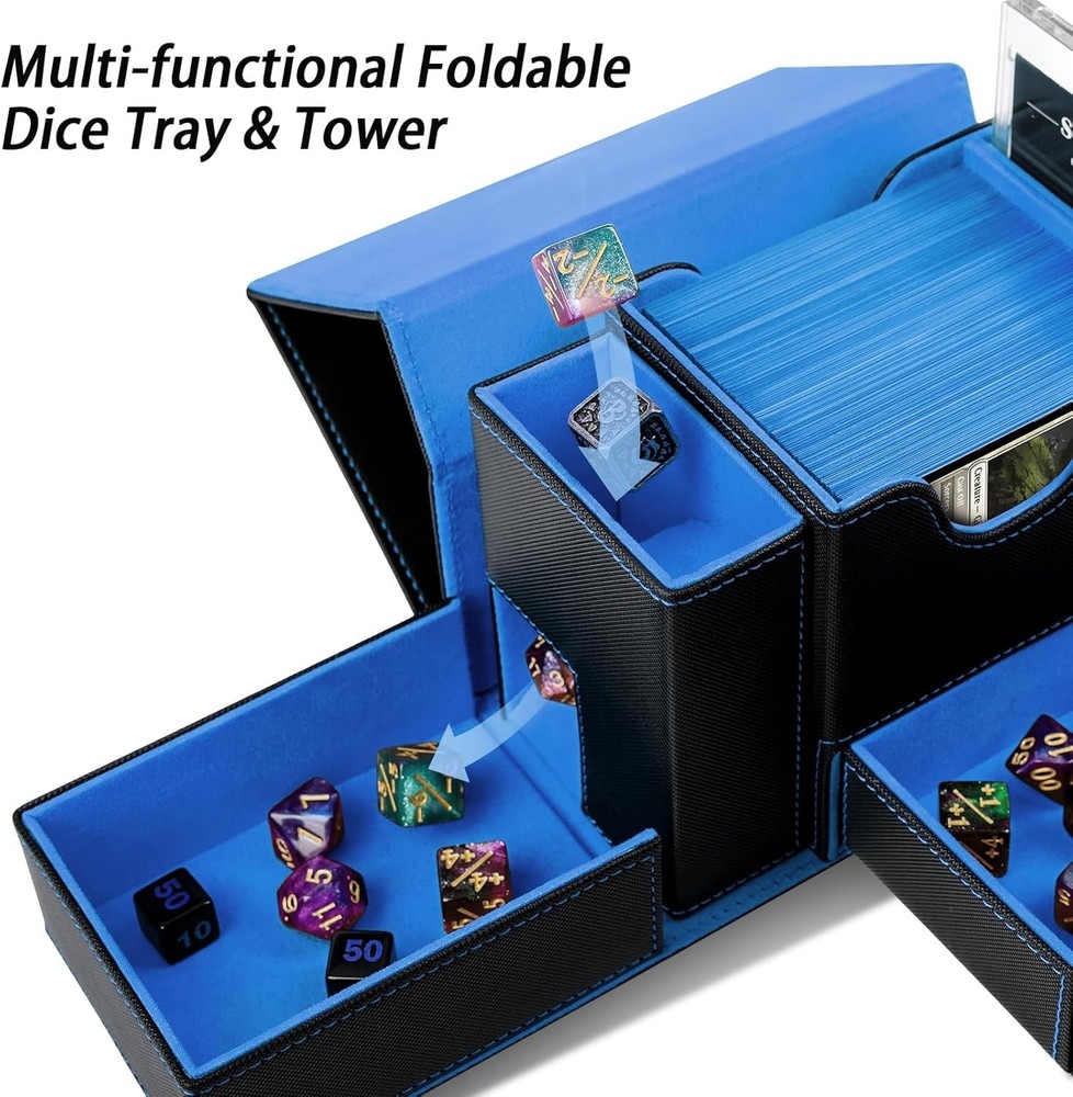 MTG Deck Box for Commander Display with Dice Tower, Fits 100 Double-Sleeved C...
