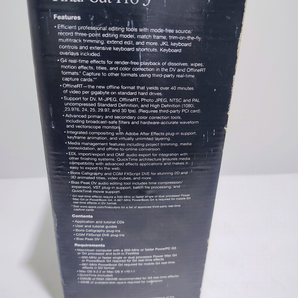 Final Cut Pro 3 for Mac/Apple User Manuals Original Final Cut Disc