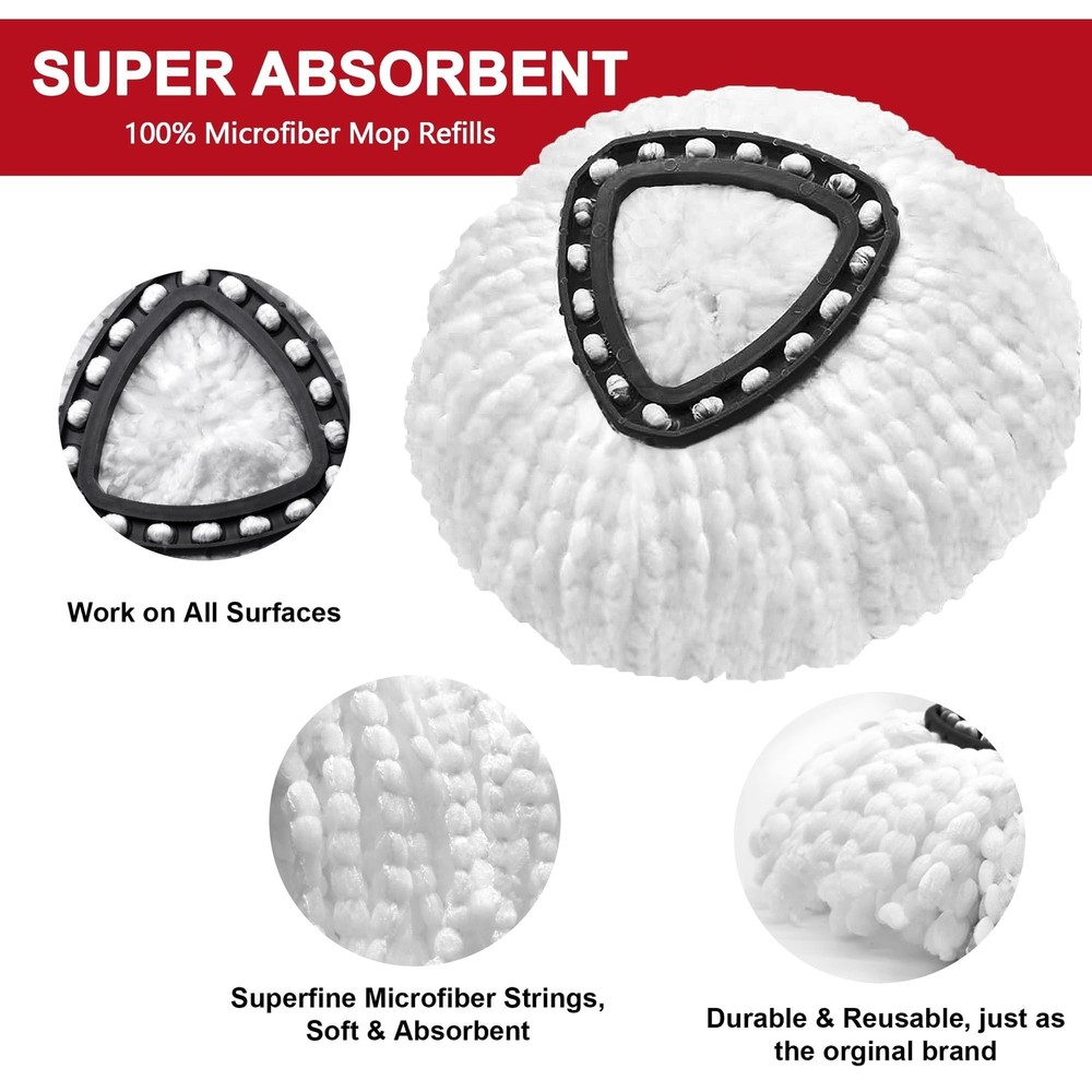 Mop Heads Replacement for O-Ceda Easy Wrin Spin Mop, Microfiber Spin Mop Refi...