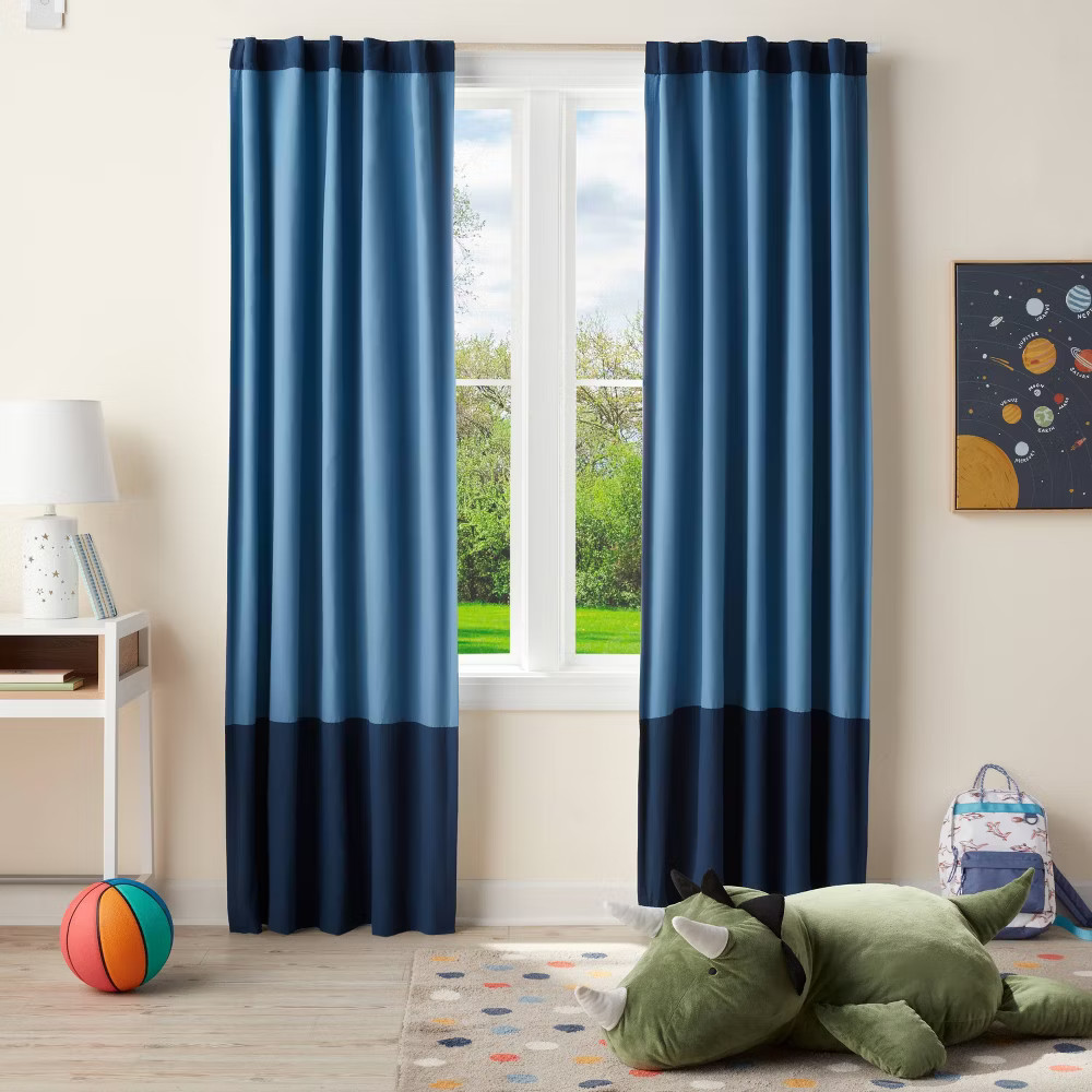 84" Tonal Blackout Window Panel Blue - Pillowfort