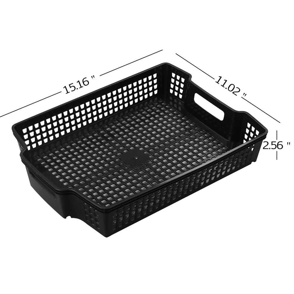 Stackable Kitchen Office Desk File Basket Trays, Black, 6 Packs