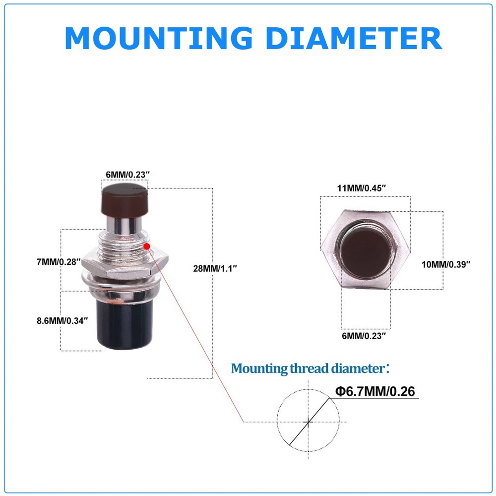 4 Pack SPST Normally Open Momentary Push Button Switch Black