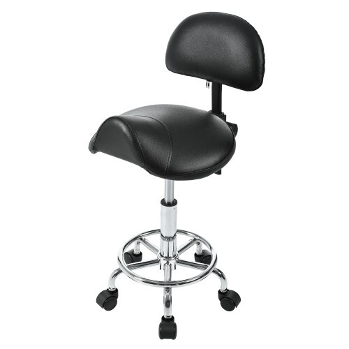 Rotating stool Saddle stool with back support, adjustable with wheels
