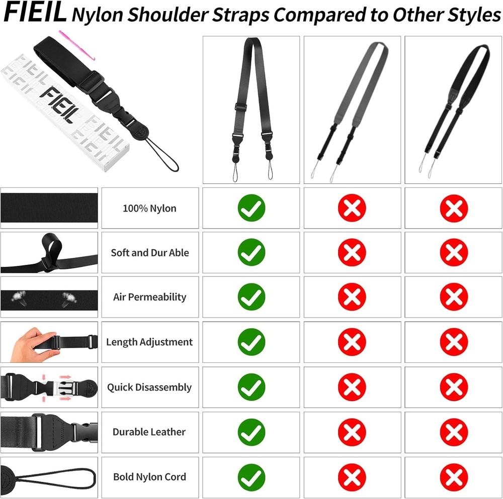 Adjustable Shoulder Strap, Nylon Camera Strap, Comfortable Neck Strap for iPa...