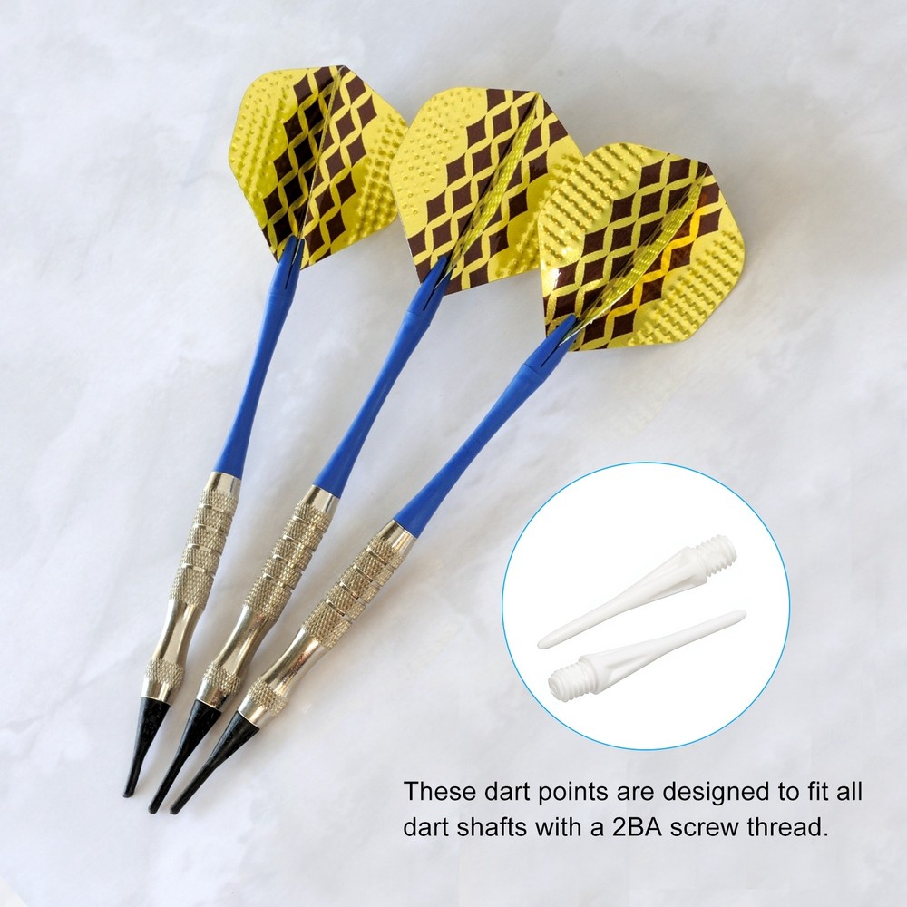 Plastic Dart Tips, 50 Pack 2BA Thread Soft Dart Tips Plastic Tip, White