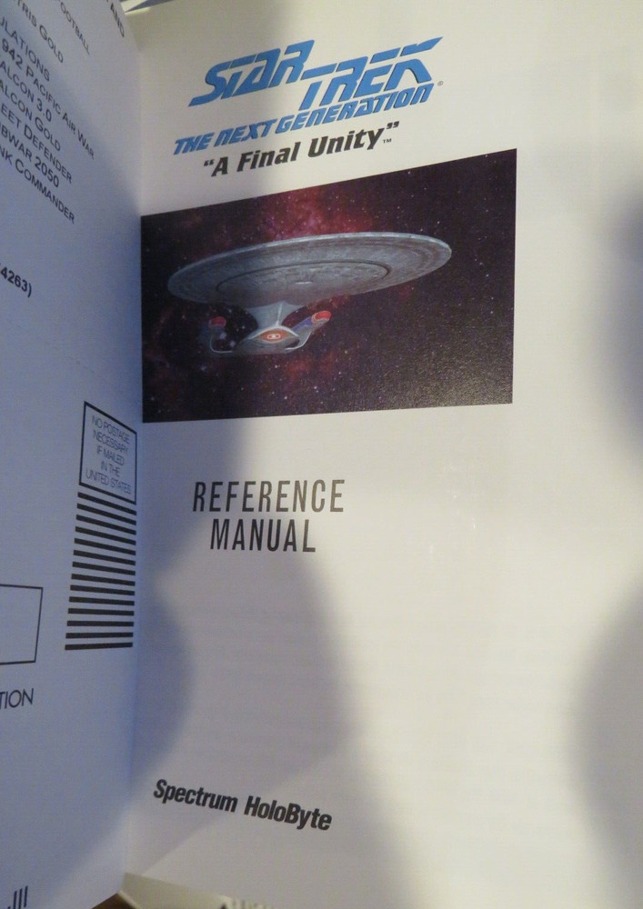 Star Trek The Next Generation "A Final Unity" Reference Manual Spectrum HoloByte