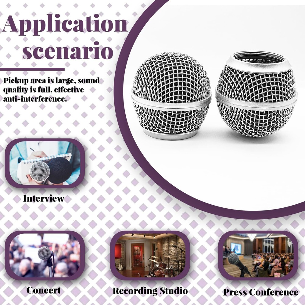 4 Pack Microphone Head Replacement Standard Size with Foam