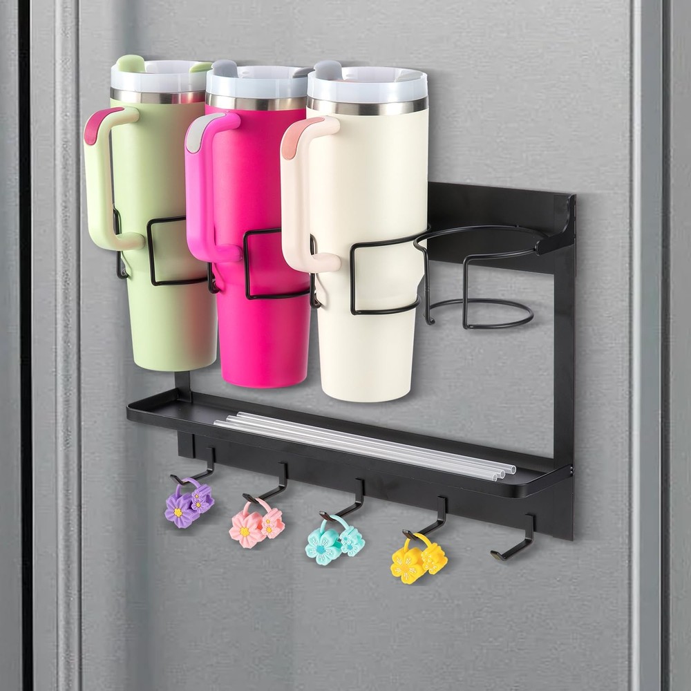 Water Bottle Organizer Holder, Magnetic Cup Rack Storage for Stanley & Large ...