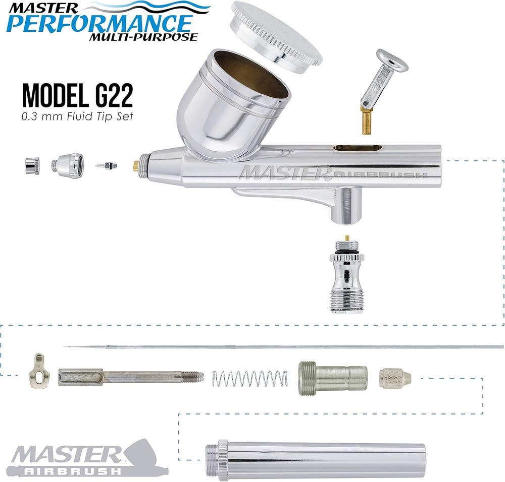 Multi-Purpose Gravity Feed Air Brush Kit with Air Compressor - Model G22 Gravity