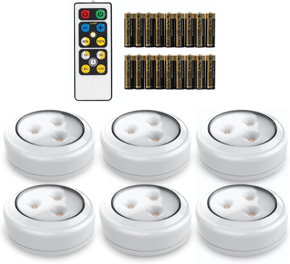 Adjustable Brightness LED Puck Lights - 6 Pack for Easy Under Cabinet Lighting
