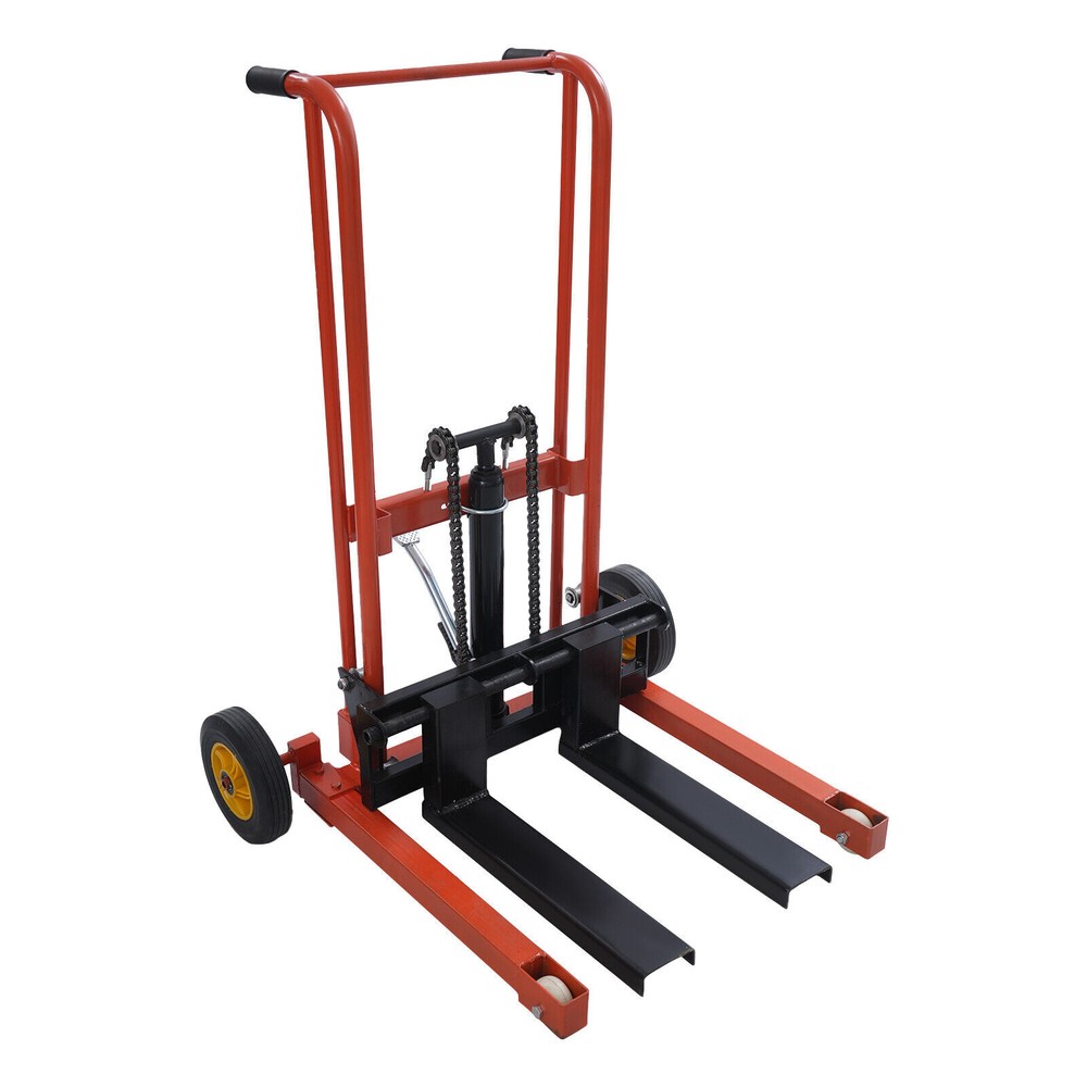 577lbs Hydraulic Material Lift Winch Stacker Adjustable Hight Pallet Dolly Lift