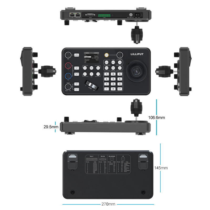 Lilliput K1-PTZ Camera Protocol Controller RS-232/485/422 Control with Joystick