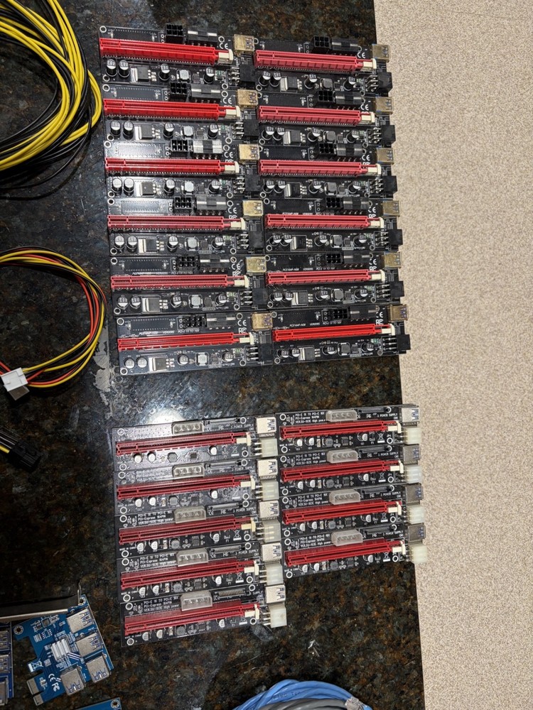 Lot Cryptocurrency GPU Risers + Adapters