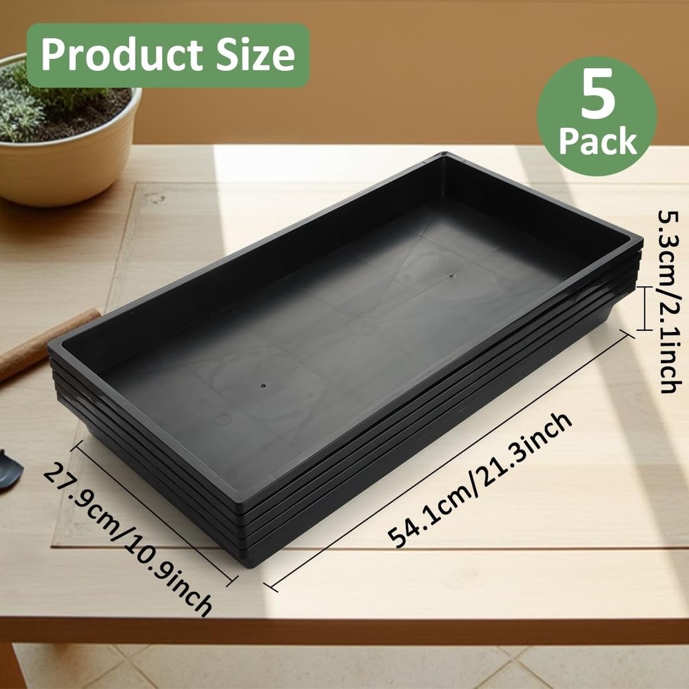 1020 Nursery Pot Trays 5 Pack, Plastic Flat Seed Starter Tray, Reusable Seedl...