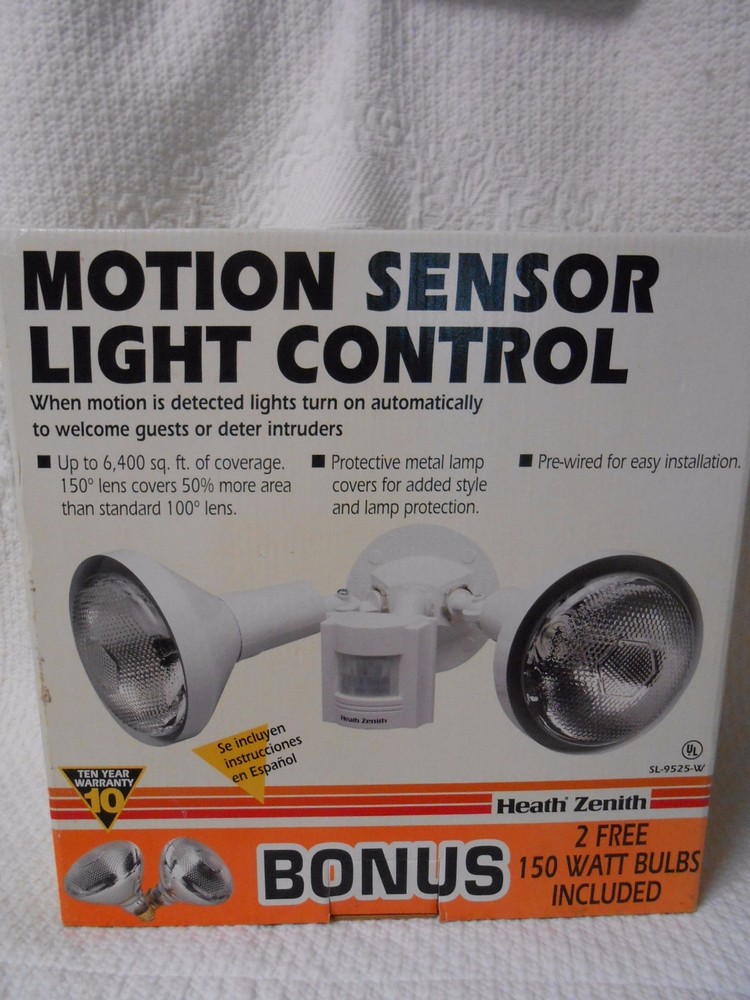 Motion Sensor Light Control Protection Bonus 2 Free 150 Watts Bulbs Included