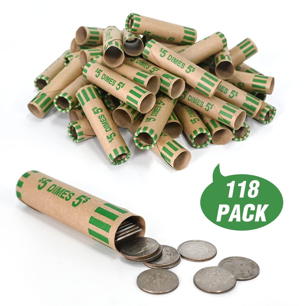 118 PCS Preformed Coin Wrappers Rolls-Dimes