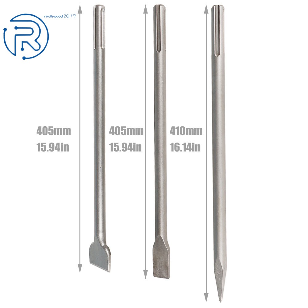 3 Pack Durable 16" SDS Max Bits Set Long-Point Chisel Flat Chisel Scaling Chisel