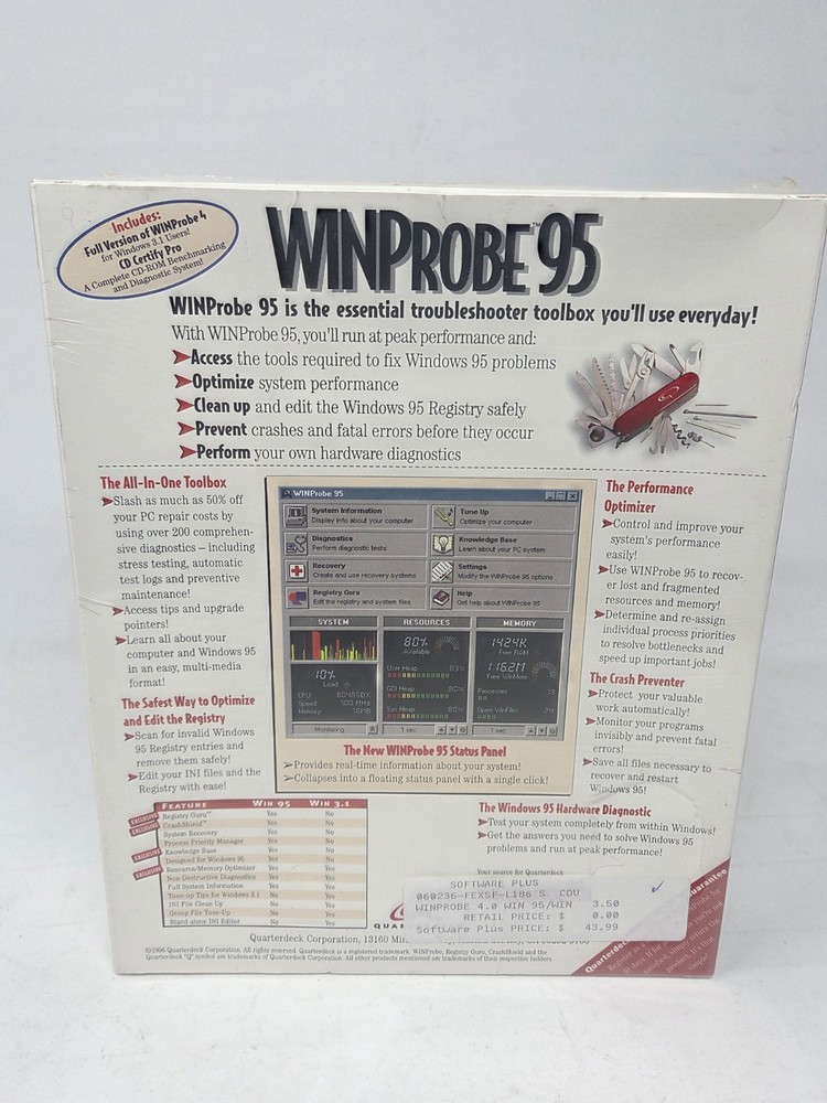 Quarterdeck WinProbe 4 Troubleshooter Toolbox Windows & Windows 95 - Sealed