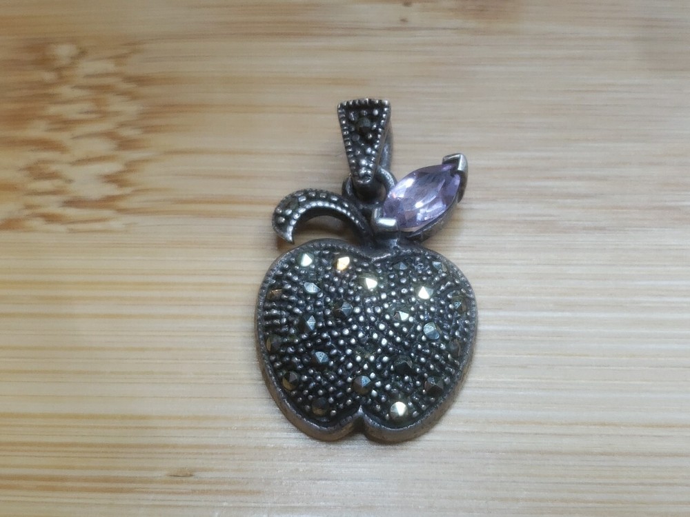 Sterling Marcasite Apple Pendant - Beautiful