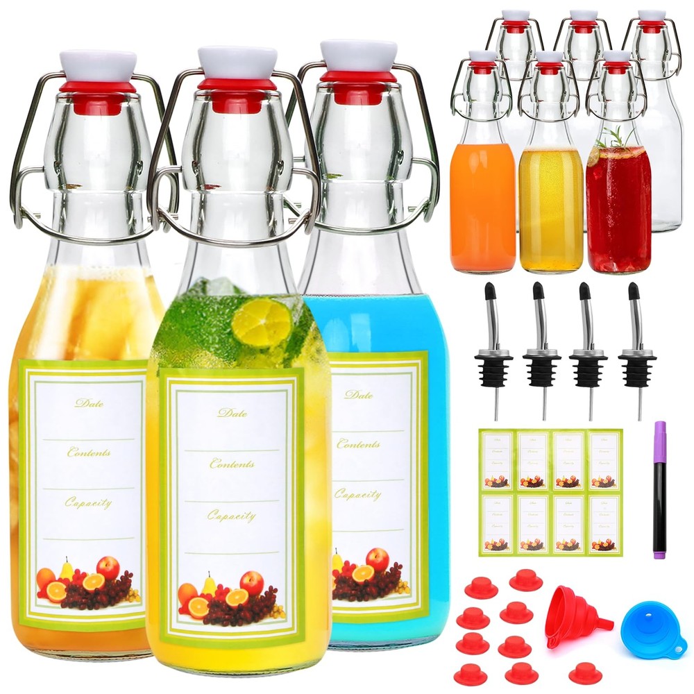 8.5 Oz Shake Top Glass Bottles Beer Brewing Bottles With Stoppers For Secondary
