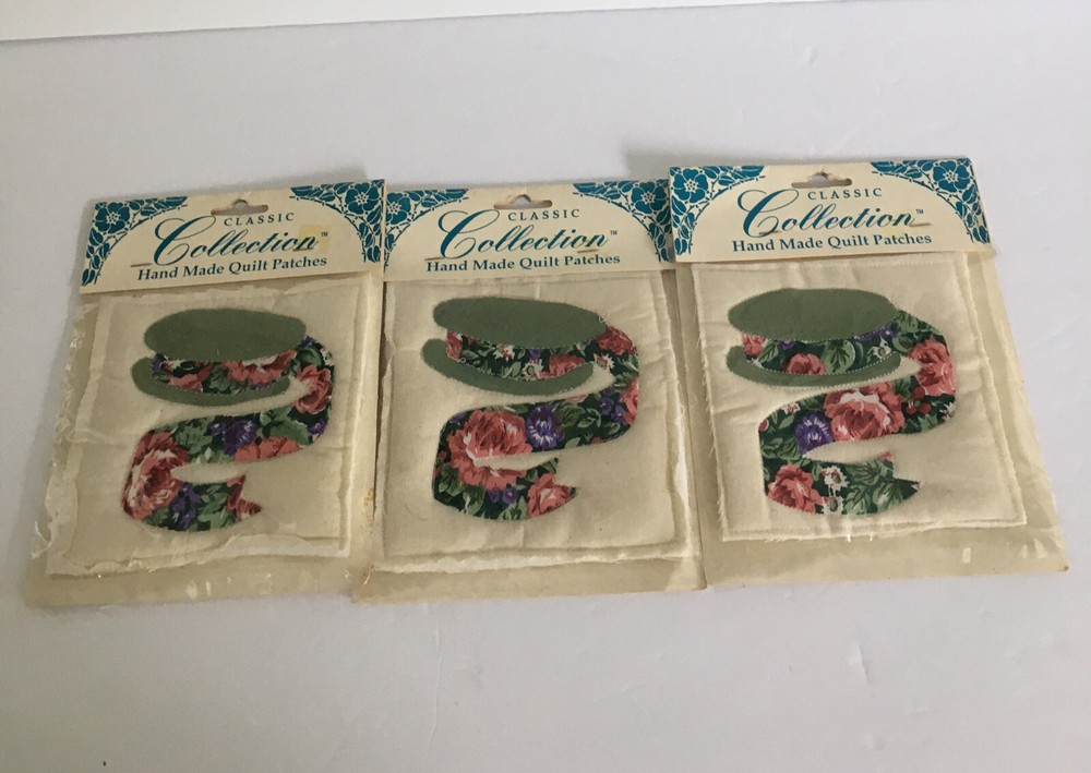 3 Classic Collection Hand Made Quilt Patch Pattern Ribbon Spool Patch