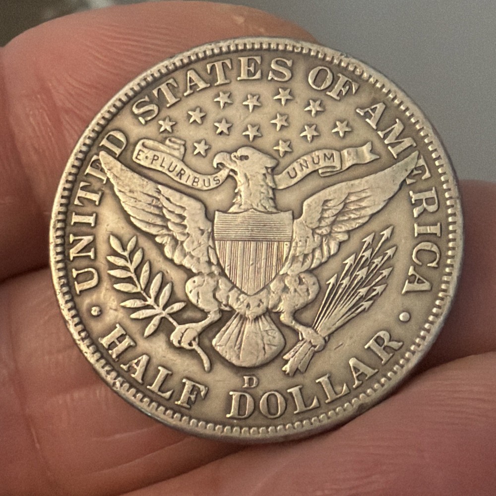 1912-D BARBER HALF DOLLAR - VF+