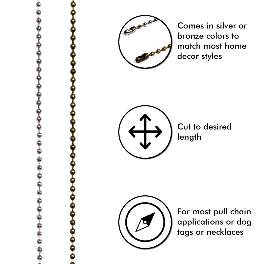 2pack Beaded Pull Chain Extension with Connector 10 Feet Beaded Roller Chain