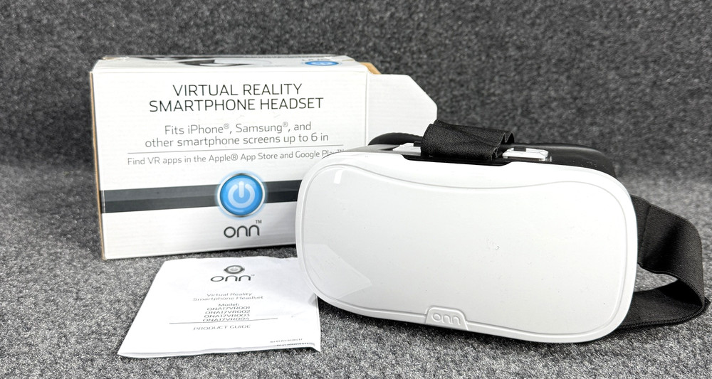 ONN White Virtual Reality VR Smartphone Headset for Apple or Android Black White