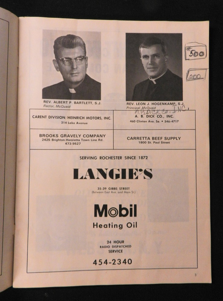 1971 McQuaid vs Aquinas High School Football Program