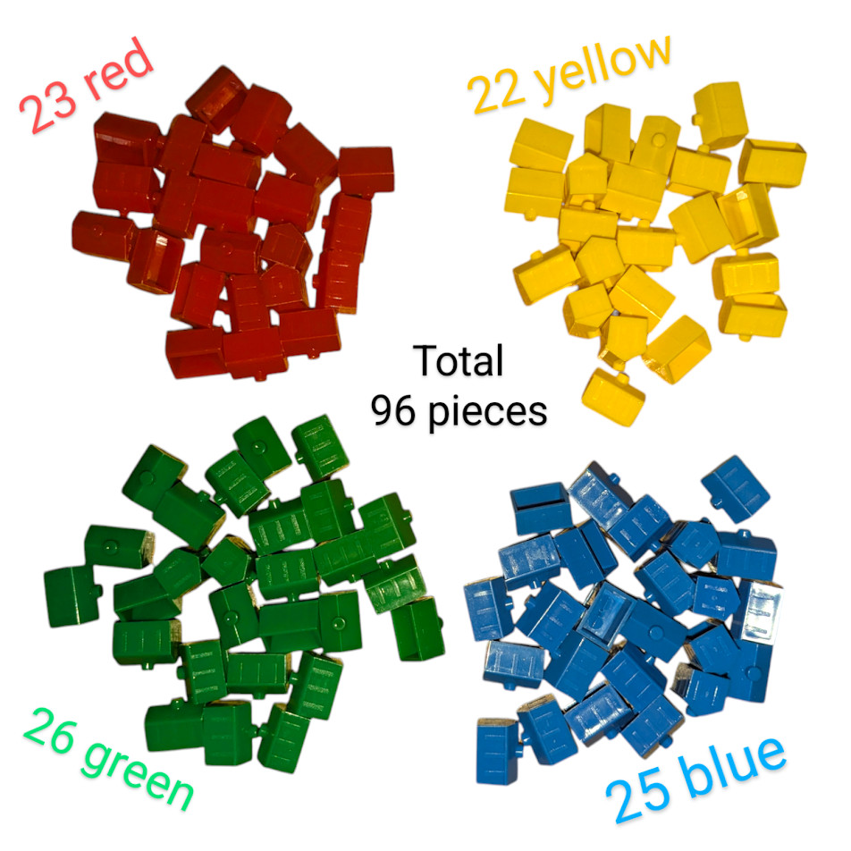 Monopoly Junior | 96 Pieces Plastic Hotels Board Game Replacement Parts