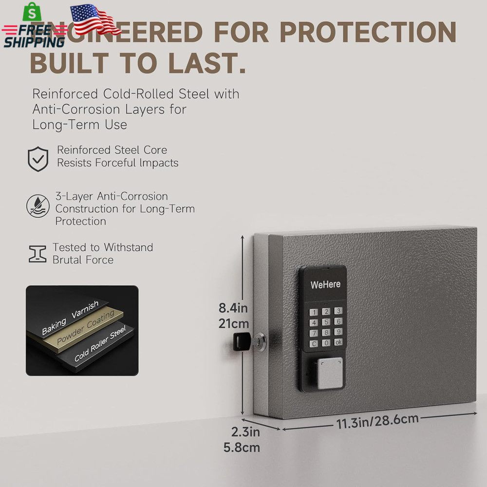 Wehere 16 Key Lock Box Wall Mount, APP Bluetooth/Otp/Wi-Fi/Fixed Code/Key Unlock