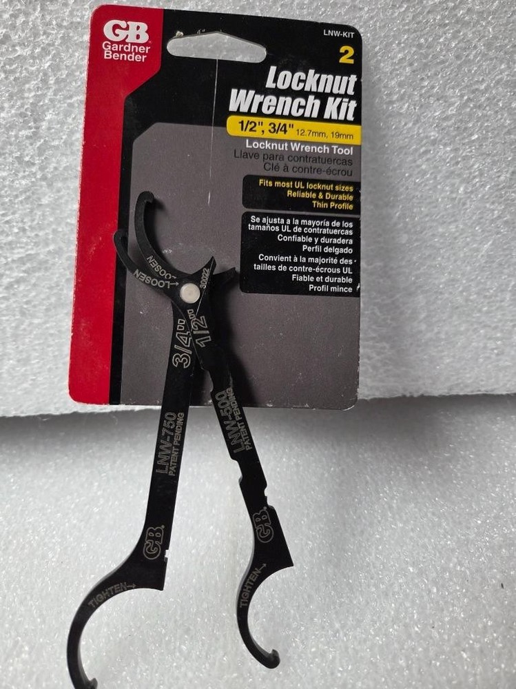 GARDNER BENDER LOCKNUT WRENCH KIT 1/2", 3/4" TOOLS NEW