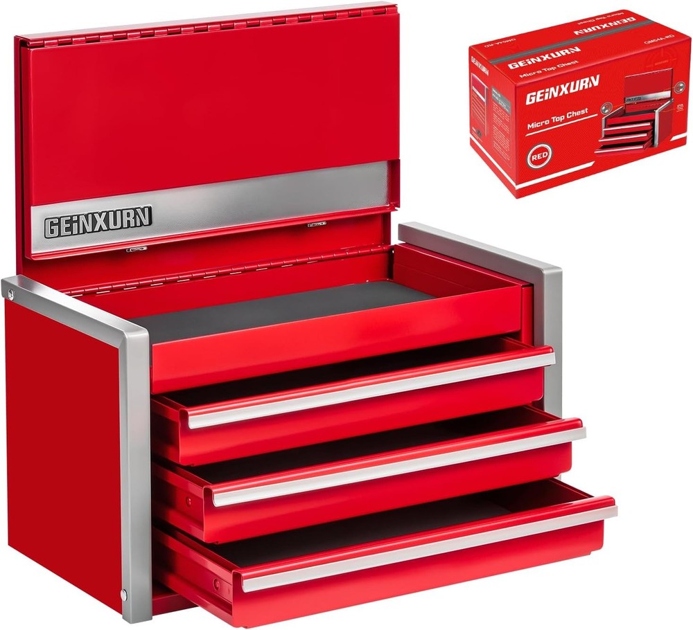 5-Drawer Rolling Red Tool Box Heavy Duty Micro Roll Cab Steel Stackable Tool