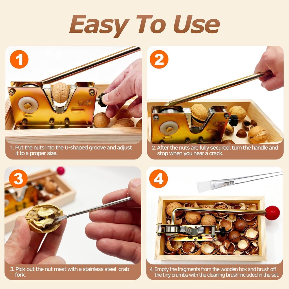 Heavy Duty Nut Cracker Tool, 6 Pcs NutCracker Tool Set for Pecans Walnuts Mac...