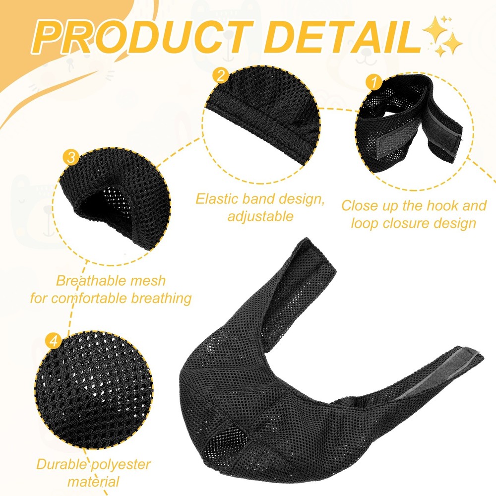 Cat Muzzle, Breathable Mesh Muzzle Circumference 9-10 Inches, (Black, 1Pcs)