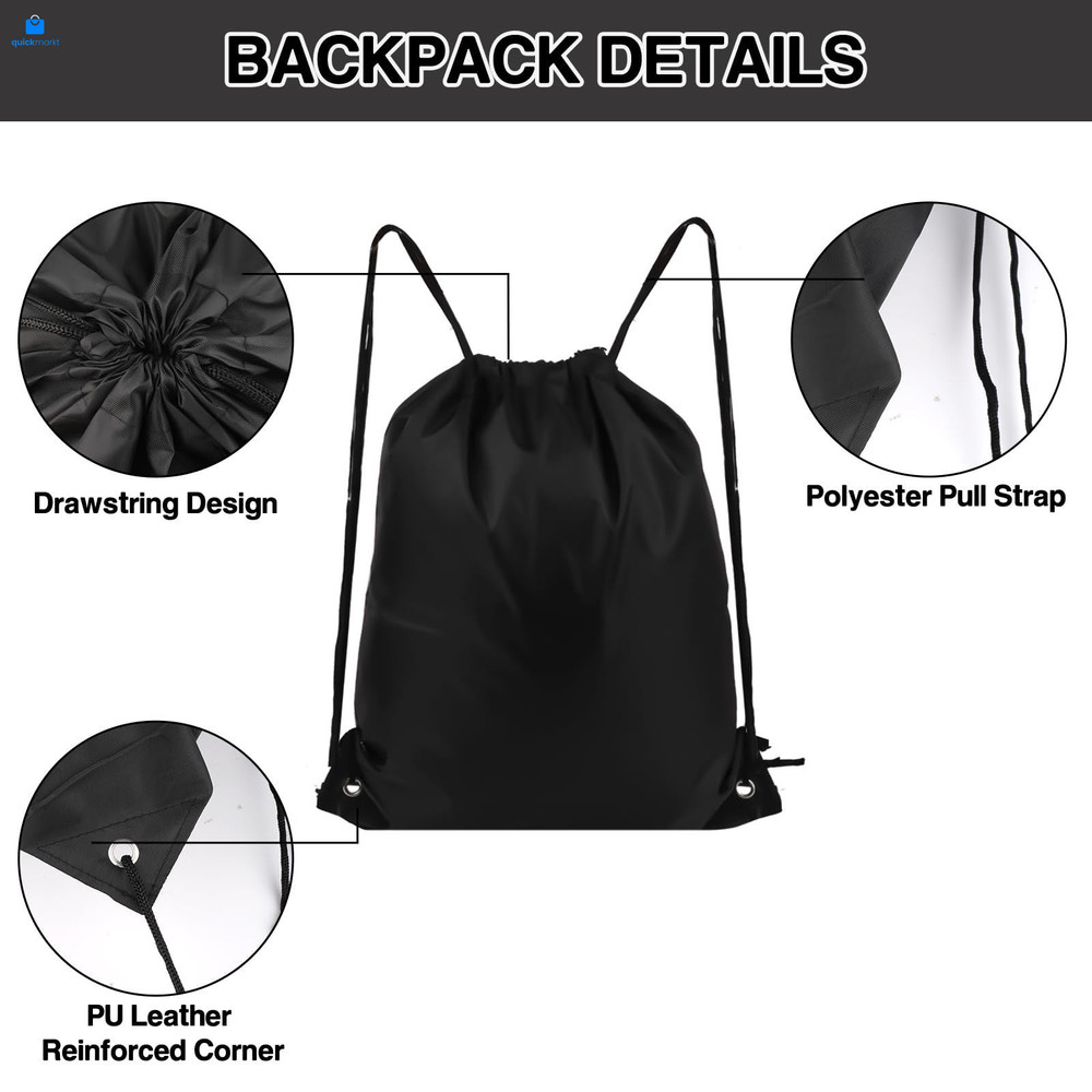 Drawstring Backpack 6Pcs Gym Bags Black Draw Medium, Multicolor