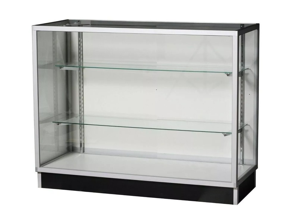 Extra Vision Glass Display Showcase with Silver Aluminum Frame