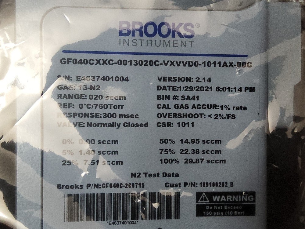 Mass Flow Controller Brooks Instruments GF040C New