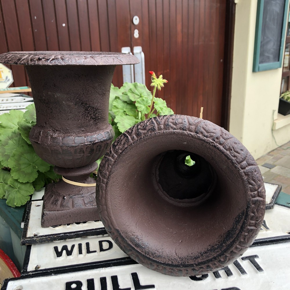 Cast Iron Pair Garden Urns 20 Cms High