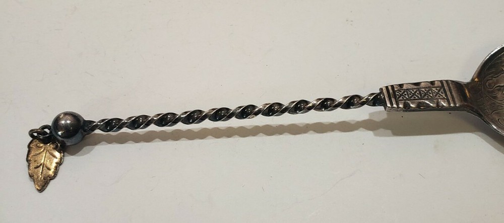 Vintage J 830 Silver Twisted Handle Leaf Spoon