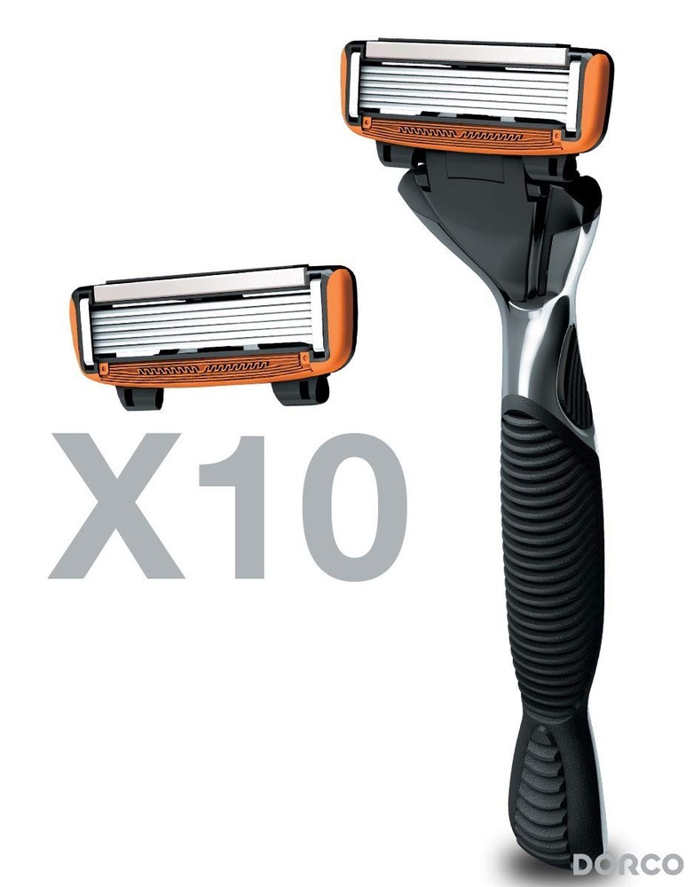 Dorco Pace 6 Six Blade Razor Blade System Value Pack 10 Pack + 1 Handle